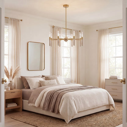 Savoy House Linden 8 Lt Chandelier, Clear Seeded, Warm Brass