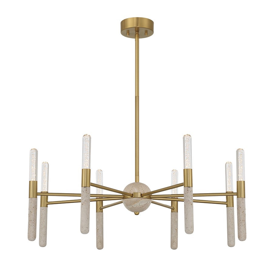 Savoy House Linden 8 Lt Chandelier, Clear Seeded, Warm Brass