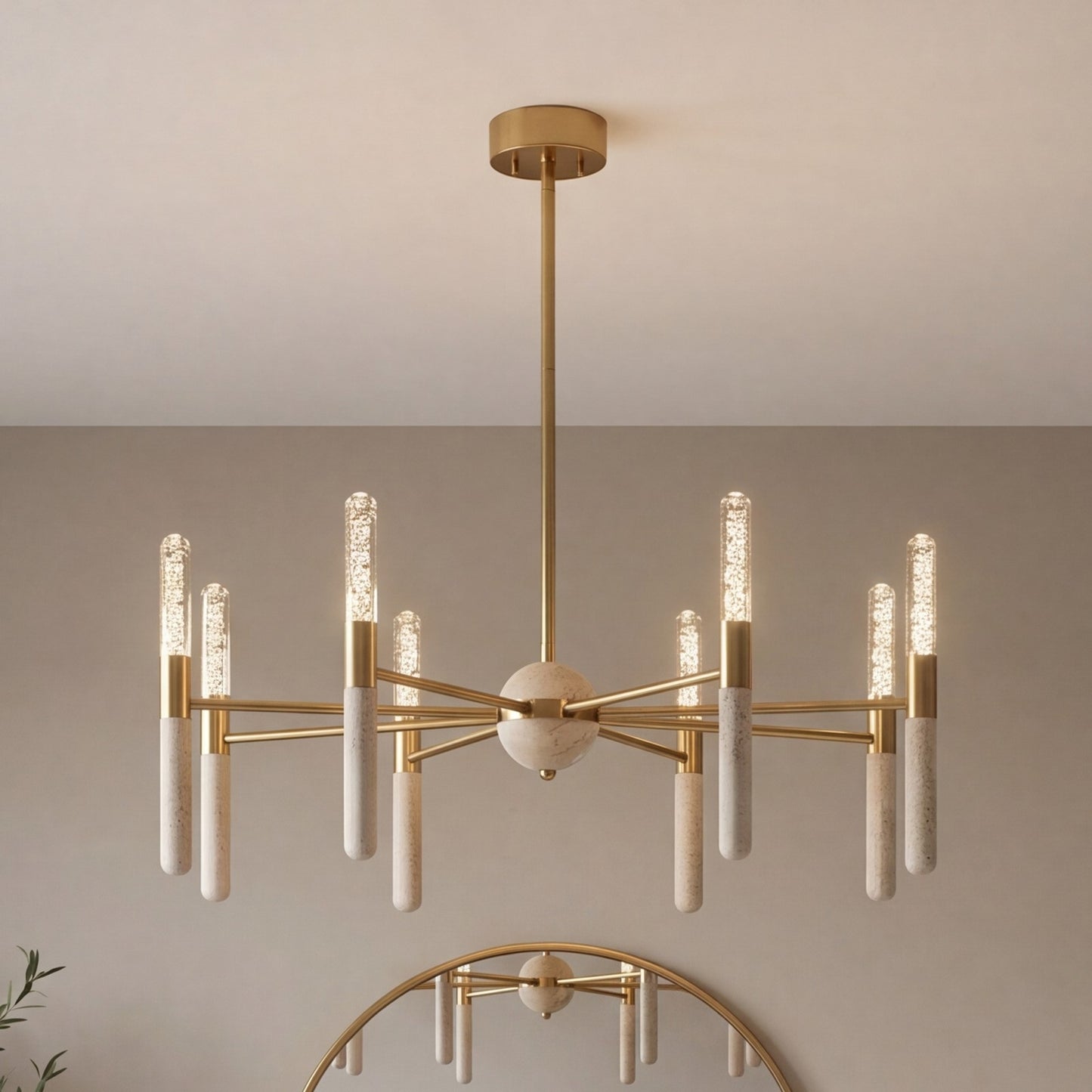 Savoy House Linden 8 Lt Chandelier, Clear Seeded, Warm Brass