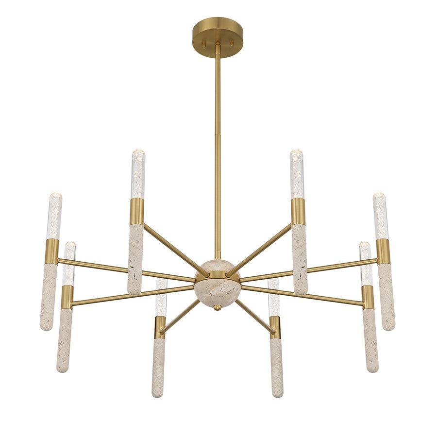 Savoy House Linden 8 Lt Chandelier, Clear Seeded, Warm Brass