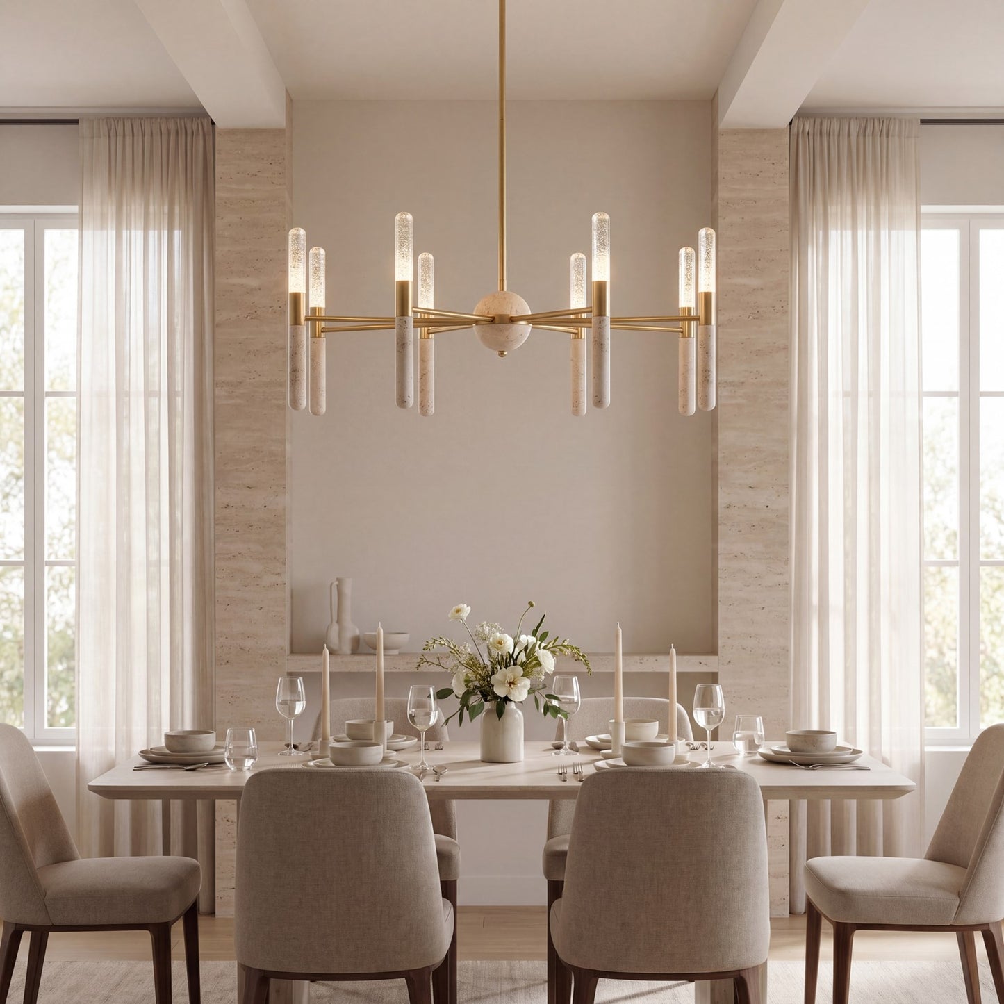 Savoy House Linden 8 Lt Chandelier, Clear Seeded, Warm Brass