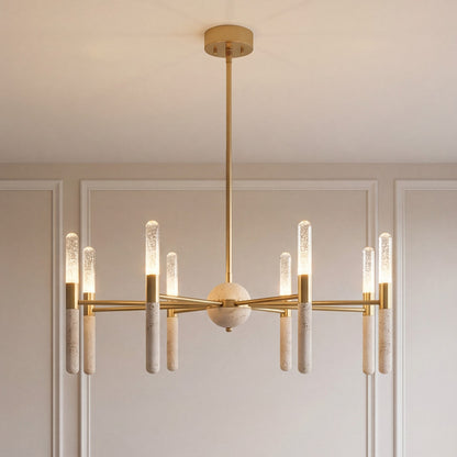 Savoy House Linden 8 Lt Chandelier, Clear Seeded, Warm Brass
