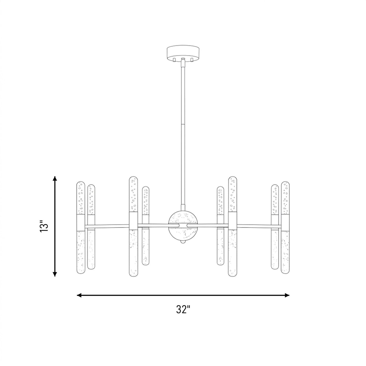 Savoy House Linden 8 Lt Chandelier, Clear Seeded, Warm Brass