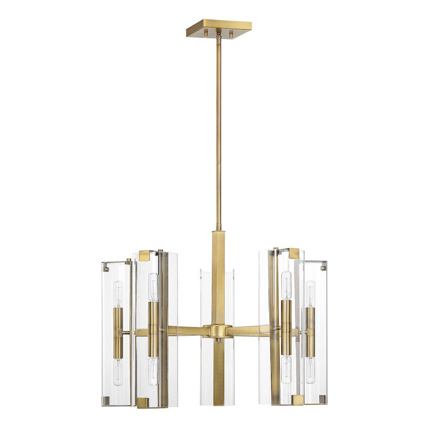 10 Light Chandelier, Warm Brass