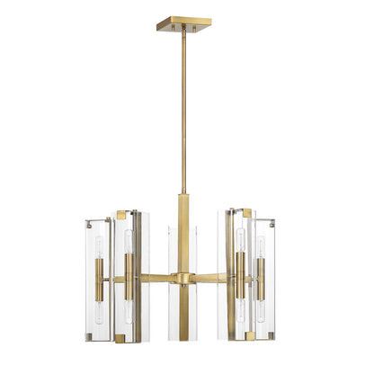 10 Light Chandelier, Warm Brass