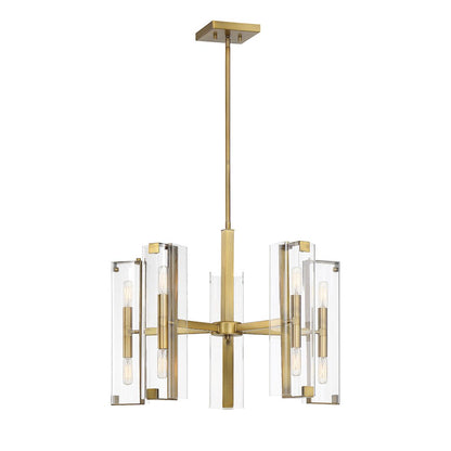 10 Light Chandelier, Warm Brass