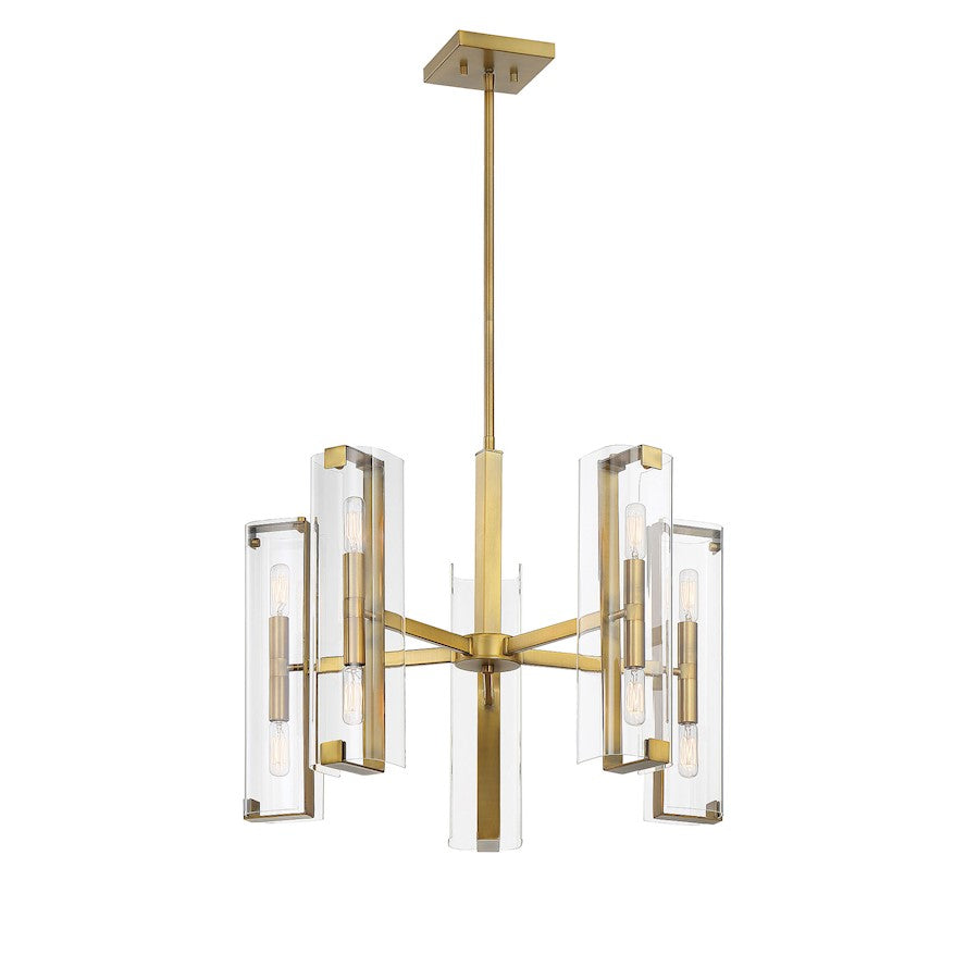 10 Light Chandelier, Warm Brass