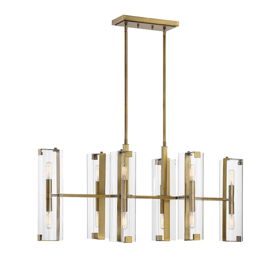 Savoy House Winfield 12-Light Linear Chandelier, Warm Brass - 1-9773-12-322