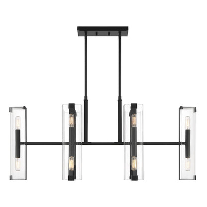 12 Light Linear Chandelier, Matte Black