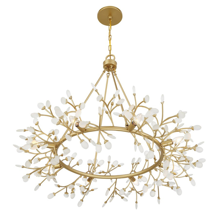 Savoy House Once 8 Light Chandelier, Spun Gold/Frosted