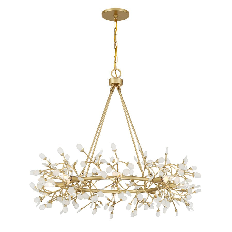 Savoy House Once 8 Light Chandelier, Spun Gold/Frosted