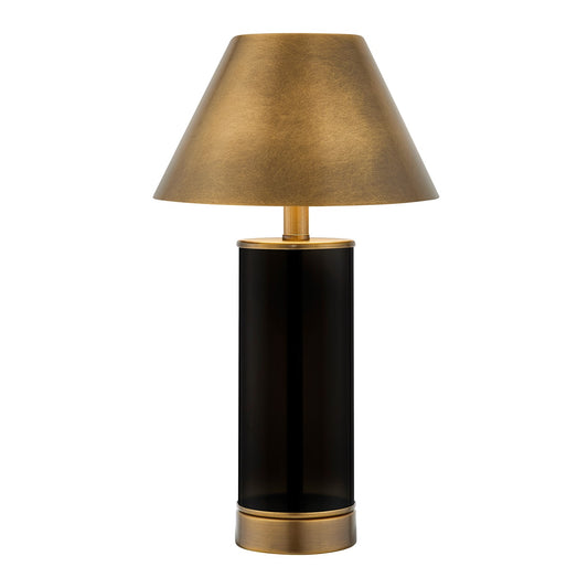 Savoy House Molly 1-Light Rechargeable Table Lamp | Black Metal and Brass Shade | Bedside & Patio Portable Light | 240 Lumens, 3000K | Model 11-CD04RC-BK