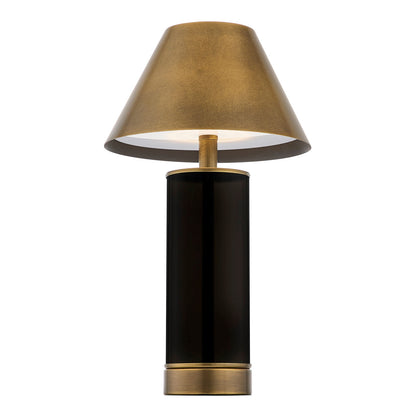 Savoy House Molly 1-Light Rechargeable Table Lamp | Black Metal and Brass Shade | Bedside & Patio Portable Light | 240 Lumens, 3000K | Model 11-CD04RC-BK