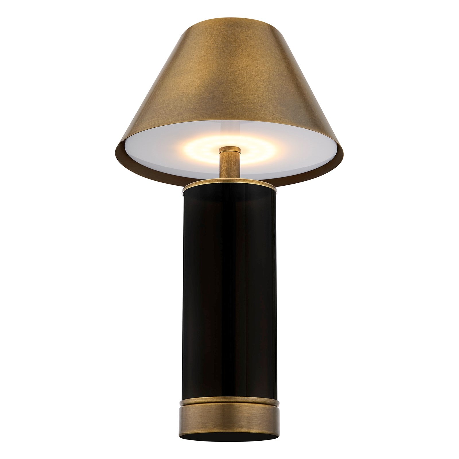 Savoy House Molly 1-Light Rechargeable Table Lamp | Black Metal and Brass Shade | Bedside & Patio Portable Light | 240 Lumens, 3000K | Model 11-CD04RC-BK