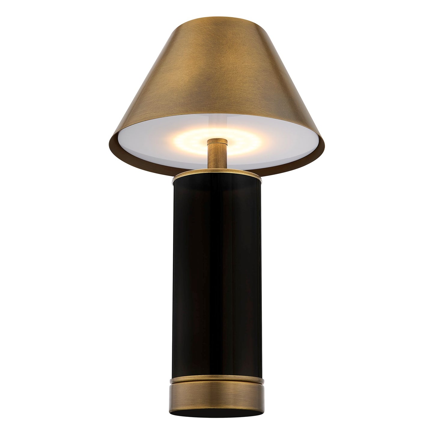 Savoy House Molly 1-Light Rechargeable Table Lamp | Black Metal and Brass Shade | Bedside & Patio Portable Light | 240 Lumens, 3000K | Model 11-CD04RC-BK