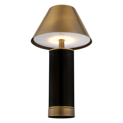 Savoy House Molly 1-Light Rechargeable Table Lamp | Black Metal and Brass Shade | Bedside & Patio Portable Light | 240 Lumens, 3000K | Model 11-CD04RC-BK