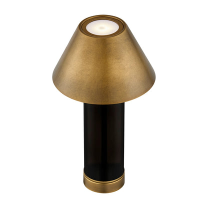 Savoy House Molly 1-Light Rechargeable Table Lamp | Black Metal and Brass Shade | Bedside & Patio Portable Light | 240 Lumens, 3000K | Model 11-CD04RC-BK
