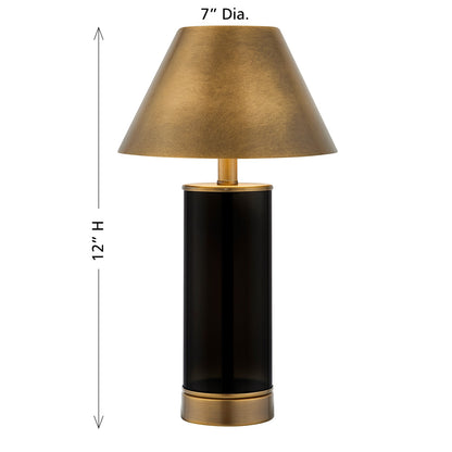 Savoy House Molly 1-Light Rechargeable Table Lamp | Black Metal and Brass Shade | Bedside & Patio Portable Light | 240 Lumens, 3000K | Model 11-CD04RC-BK