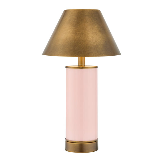 Savoy House Molly 7in 1-Light Rechargeable Table Lamp | Classic Pink Metal and Brass Shade | Bedside & Bookshelf Accent | 240 Lumens | Model 11-CD04RC-PK