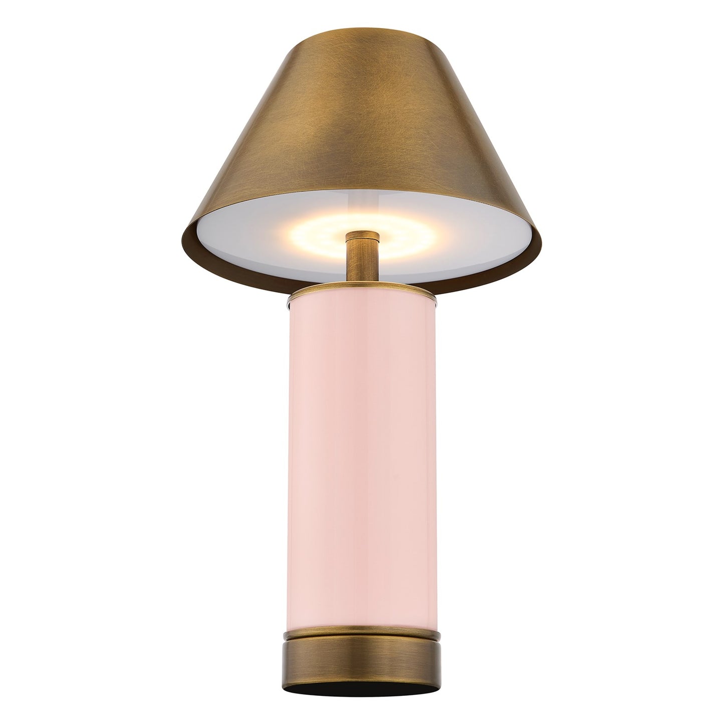 Savoy House Molly 7in 1-Light Rechargeable Table Lamp | Classic Pink Metal and Brass Shade | Bedside & Bookshelf Accent | 240 Lumens | Model 11-CD04RC-PK