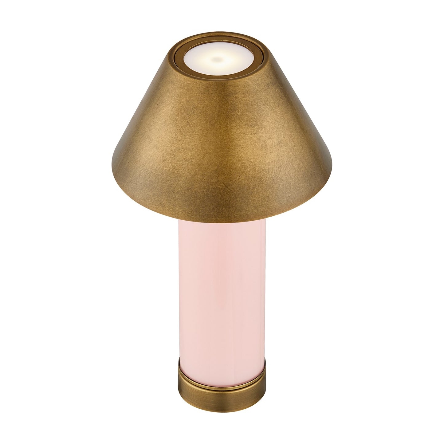 Savoy House Molly 7in 1-Light Rechargeable Table Lamp | Classic Pink Metal and Brass Shade | Bedside & Bookshelf Accent | 240 Lumens | Model 11-CD04RC-PK