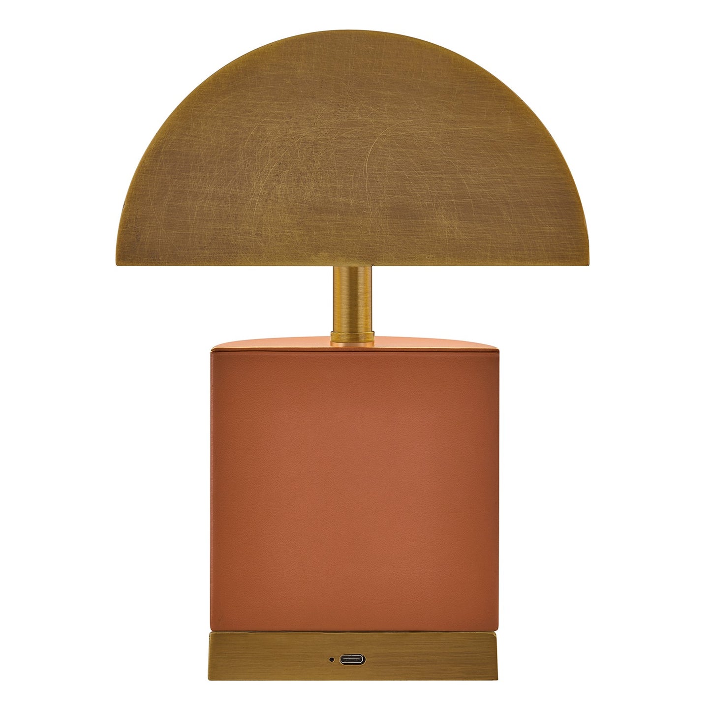 Savoy House Conrad 7in 1-Light Rechargeable Table Lamp | Modern Brass Metal and Leather | Bookshelf & Bedside Accent | 240 Lumens | Model 11-CD22RC