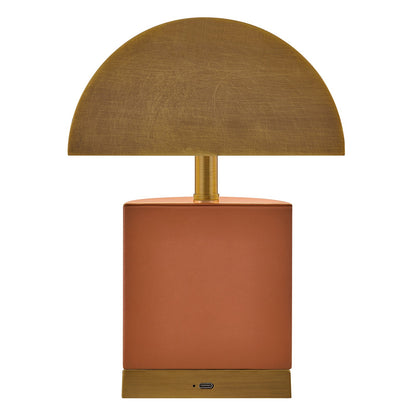 Savoy House Conrad 7in 1-Light Rechargeable Table Lamp | Modern Brass Metal and Leather | Bookshelf & Bedside Accent | 240 Lumens | Model 11-CD22RC