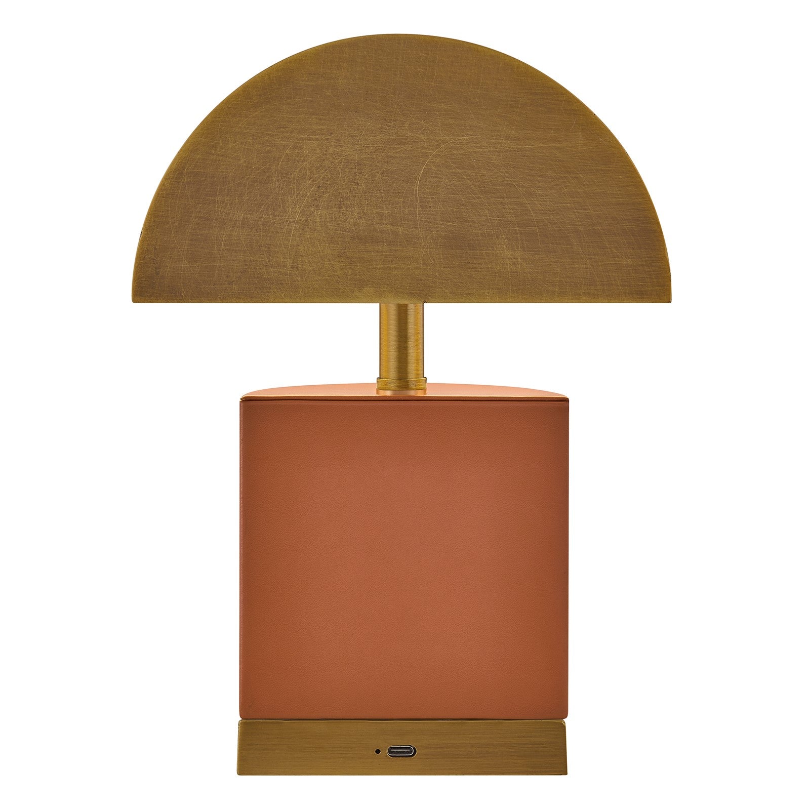 Savoy House Conrad 7in 1-Light Rechargeable Table Lamp | Modern Brass Metal and Leather | Bookshelf & Bedside Accent | 240 Lumens | Model 11-CD22RC