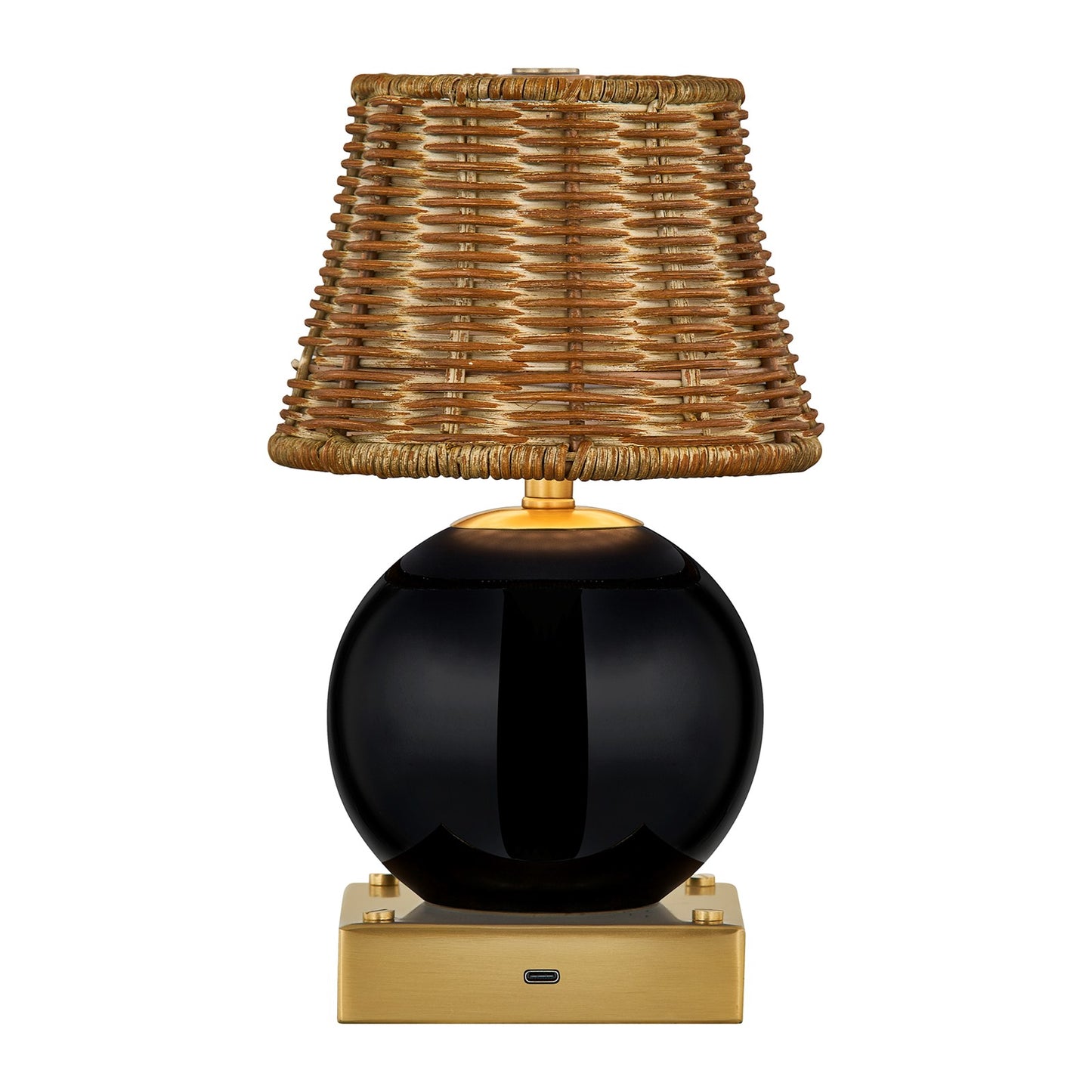 Savoy House Sally 5.5in 1-Light Rechargeable Table Lamp | Coastal Black Wicker and Ceramic | Bedside & Patio Accent | 240 Lumens | Model 11-CD23RC-BK