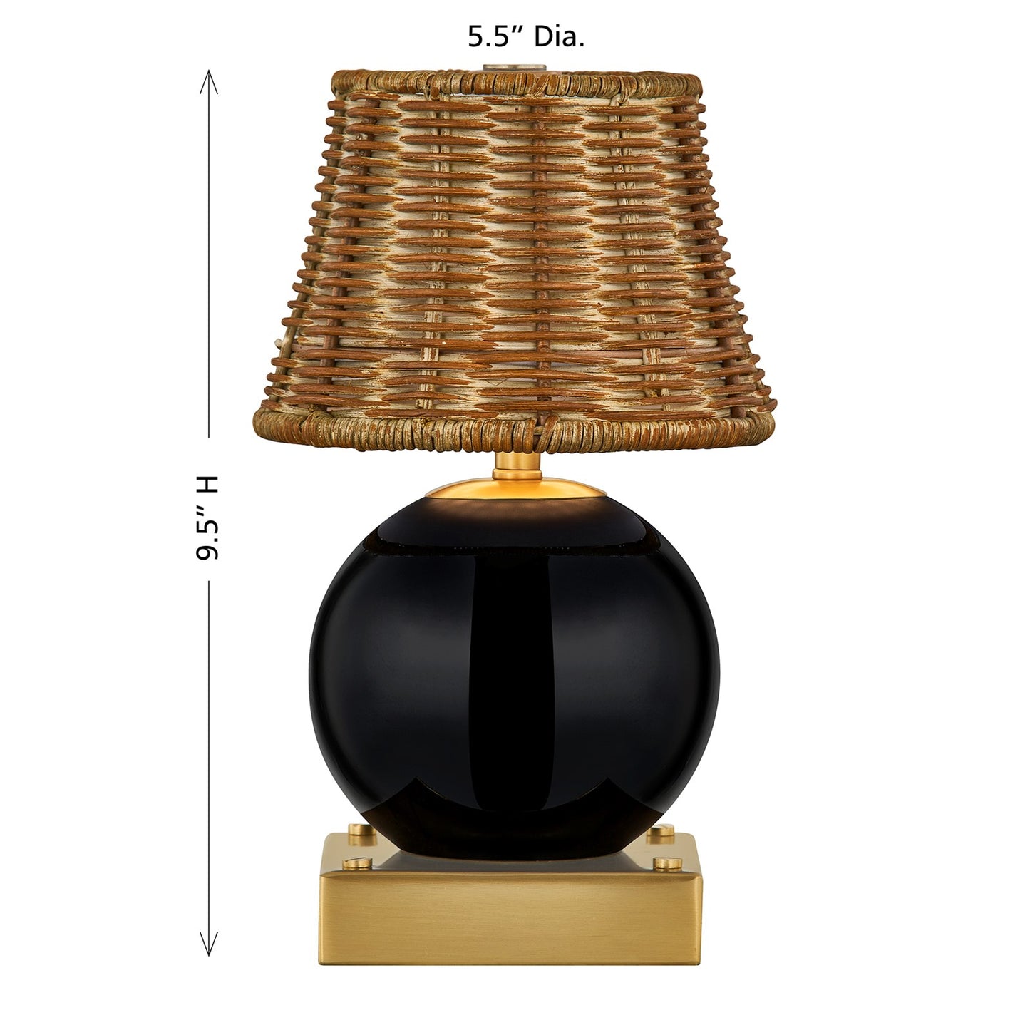 Savoy House Sally 5.5in 1-Light Rechargeable Table Lamp | Coastal Black Wicker and Ceramic | Bedside & Patio Accent | 240 Lumens | Model 11-CD23RC-BK