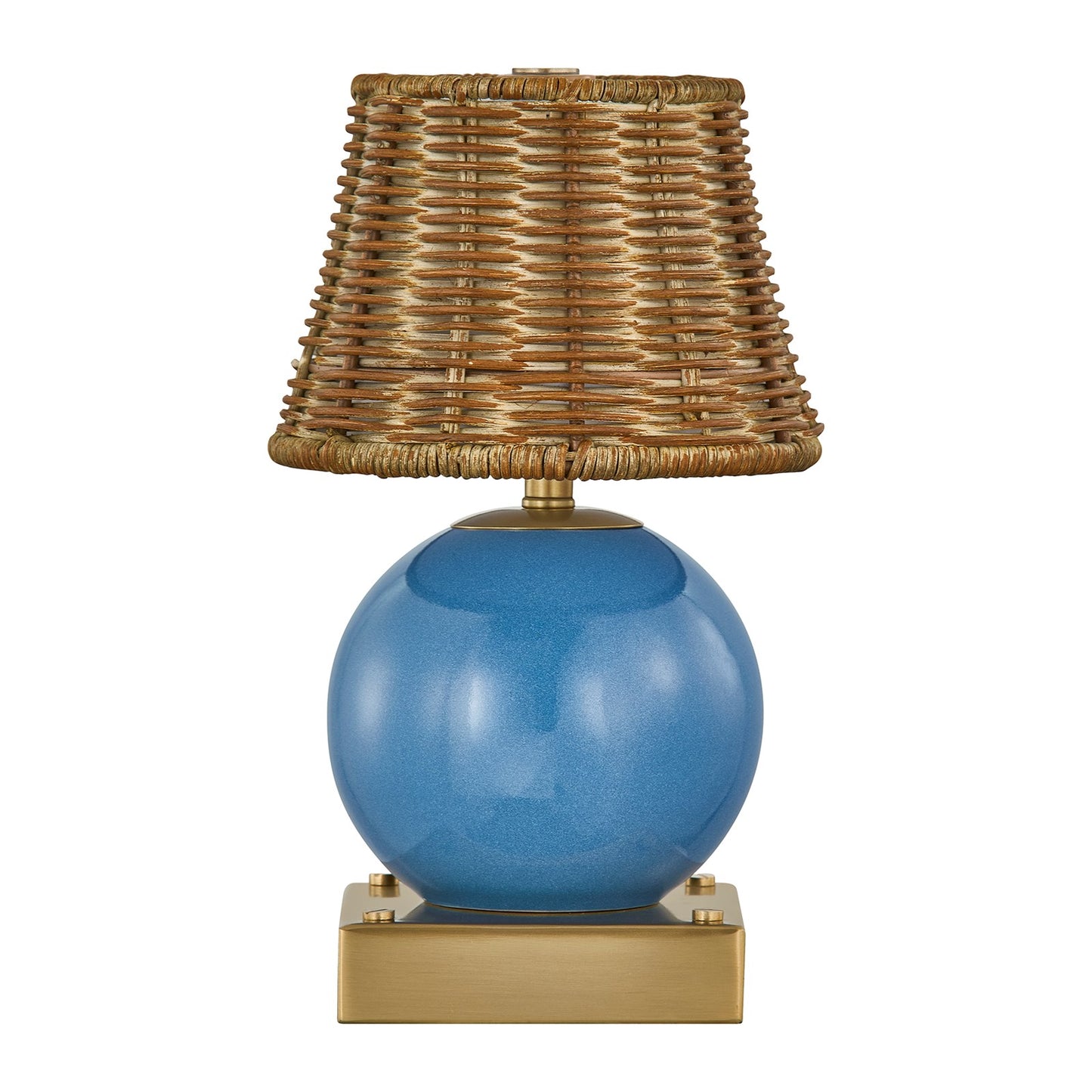 Savoy House Sally 5.5in 1-Light Rechargeable Table Lamp | Coastal Blue Wicker and Ceramic | Bedside & Patio Accent | 240 Lumens | Model 11-CD23RC-BL