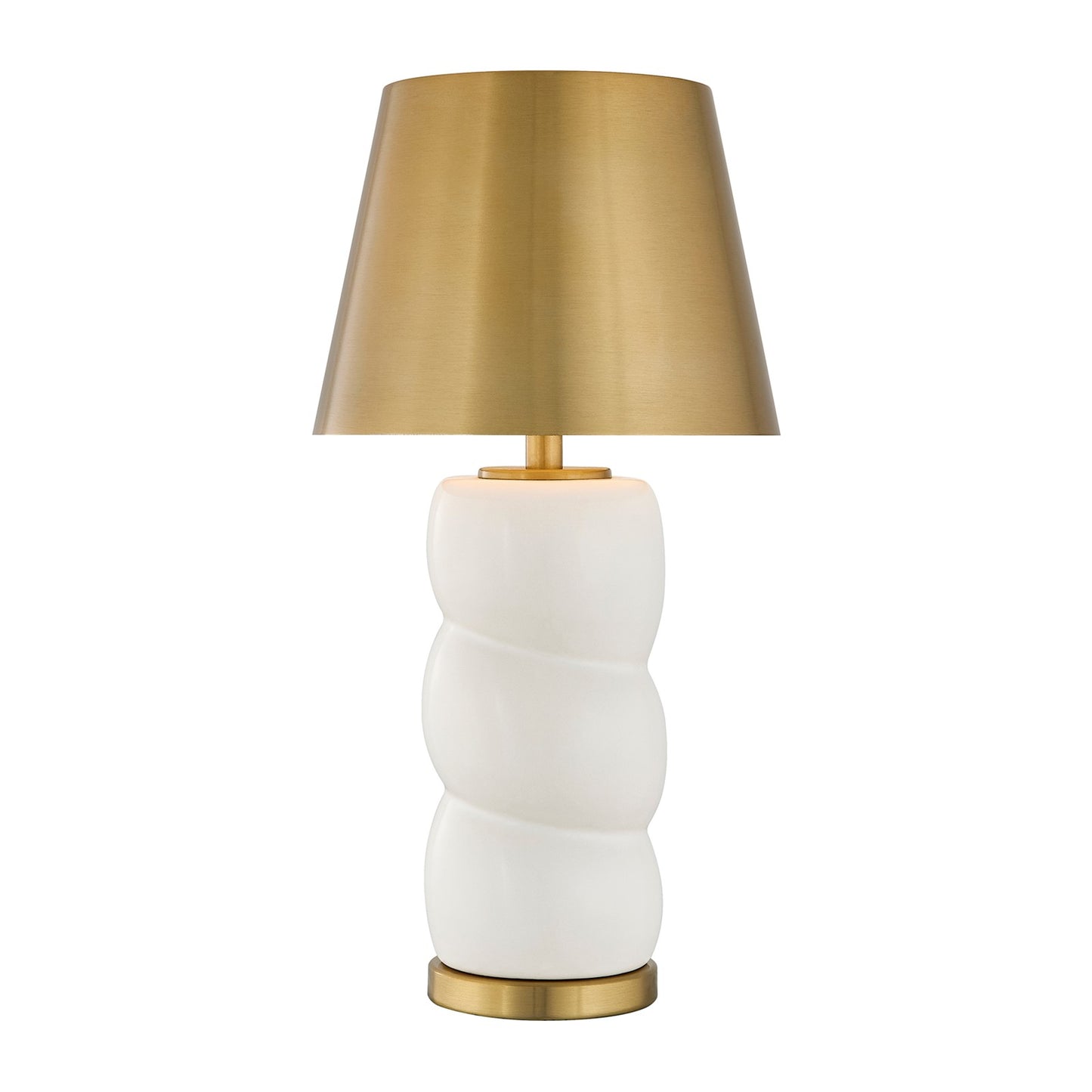 Savoy House Shelly 1-Light Rechargeable Table Lamp | Soft Modern White Ceramic and Brass Metal | Bedroom & Patio Accent | 240 Lumens | Model 11-CD24RC
