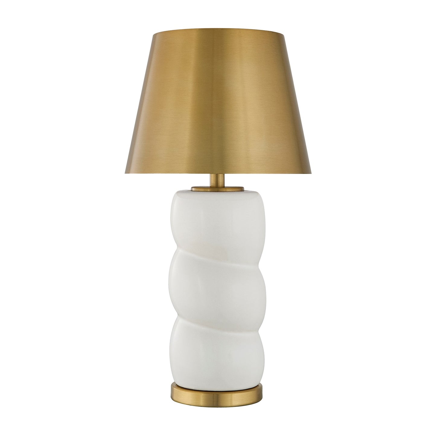 Savoy House Shelly 1-Light Rechargeable Table Lamp | Soft Modern White Ceramic and Brass Metal | Bedroom & Patio Accent | 240 Lumens | Model 11-CD24RC