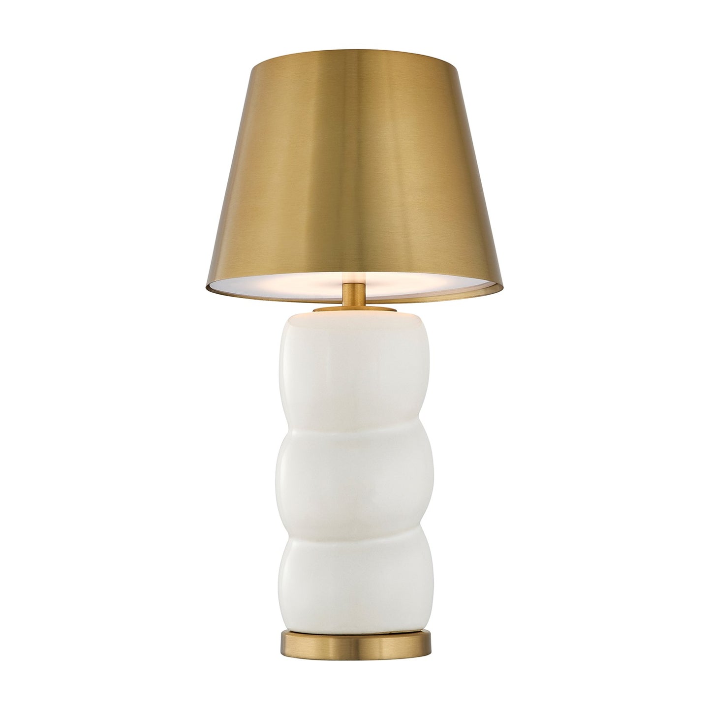 Savoy House Shelly 1-Light Rechargeable Table Lamp | Soft Modern White Ceramic and Brass Metal | Bedroom & Patio Accent | 240 Lumens | Model 11-CD24RC