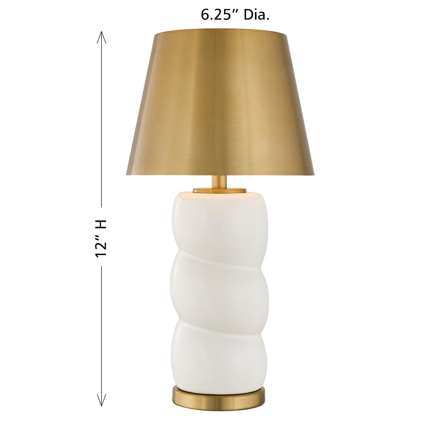 Savoy House Shelly 1-Light Rechargeable Table Lamp | Soft Modern White Ceramic and Brass Metal | Bedroom & Patio Accent | 240 Lumens | Model 11-CD24RC