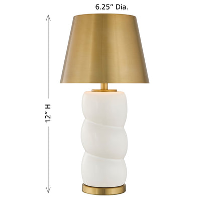 Savoy House Shelly 1-Light Rechargeable Table Lamp | Soft Modern White Ceramic and Brass Metal | Bedroom & Patio Accent | 240 Lumens | Model 11-CD24RC