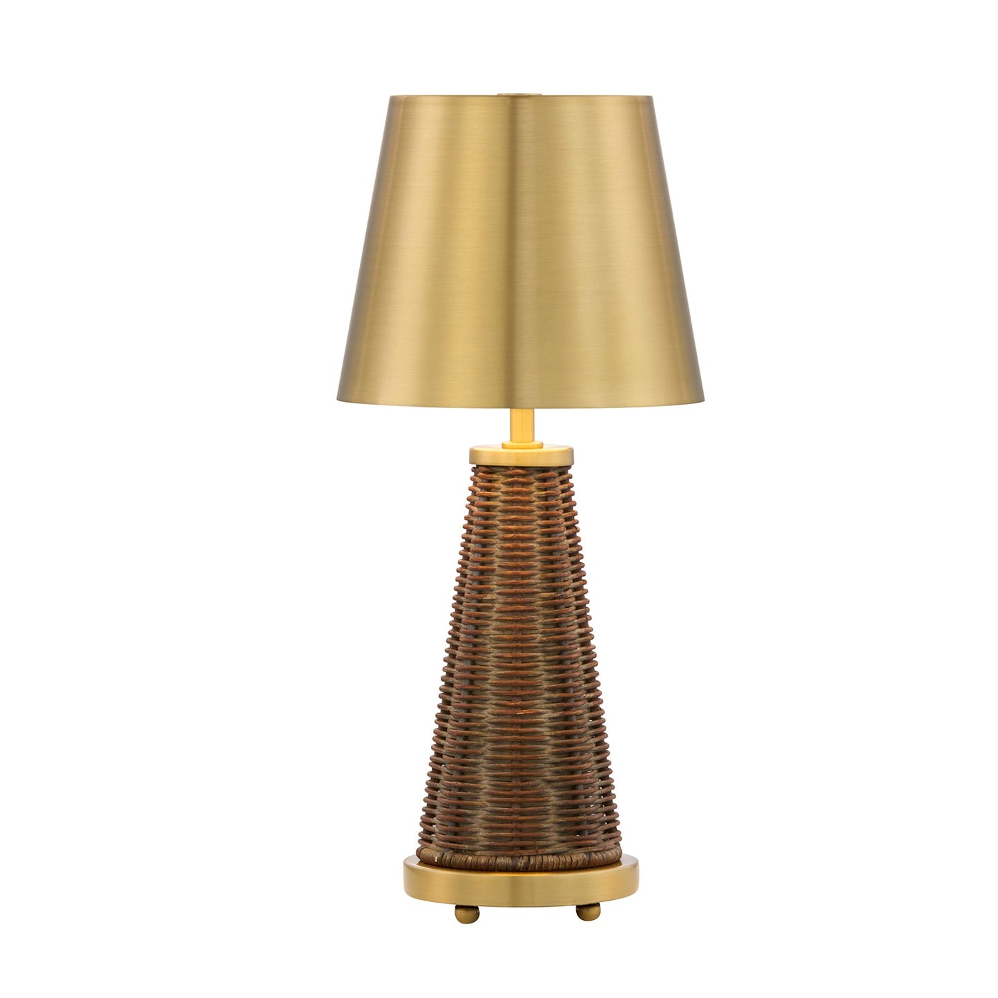 Savoy House Hazel 1-Light Rechargeable Table Lamp | Coastal Brass Metal and Wicker Rattan | Bedroom & Patio Accent | 240 Lumens, 3000K | Model 11-CD25RC