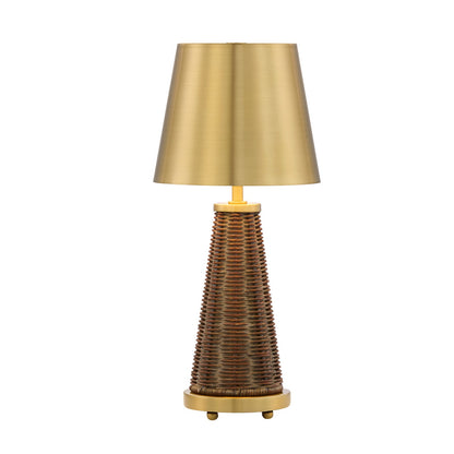 Savoy House Hazel 1-Light Rechargeable Table Lamp | Coastal Brass Metal and Wicker Rattan | Bedroom & Patio Accent | 240 Lumens, 3000K | Model 11-CD25RC