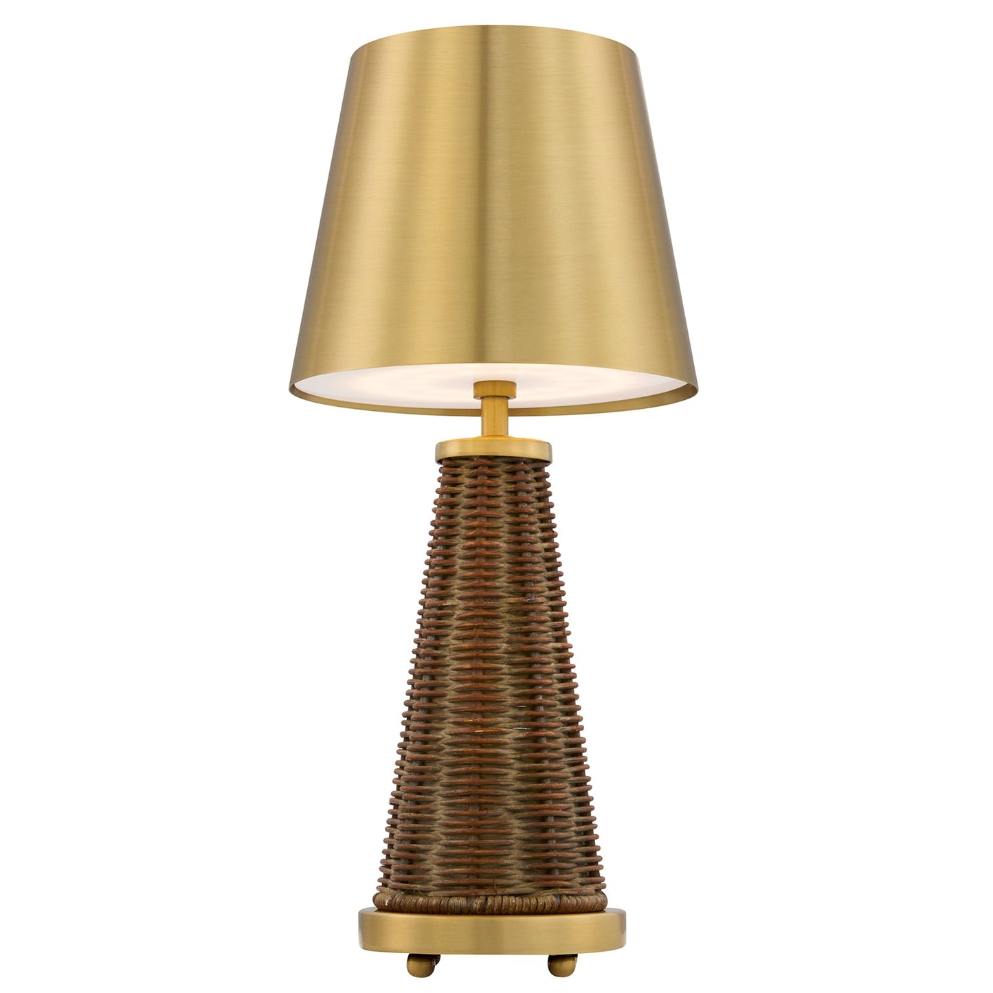 Savoy House Hazel 1-Light Rechargeable Table Lamp | Coastal Brass Metal and Wicker Rattan | Bedroom & Patio Accent | 240 Lumens, 3000K | Model 11-CD25RC