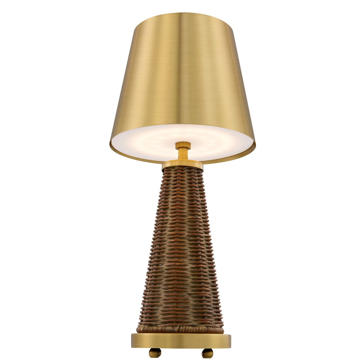 Savoy House Hazel 1-Light Rechargeable Table Lamp | Coastal Brass Metal and Wicker Rattan | Bedroom & Patio Accent | 240 Lumens, 3000K | Model 11-CD25RC