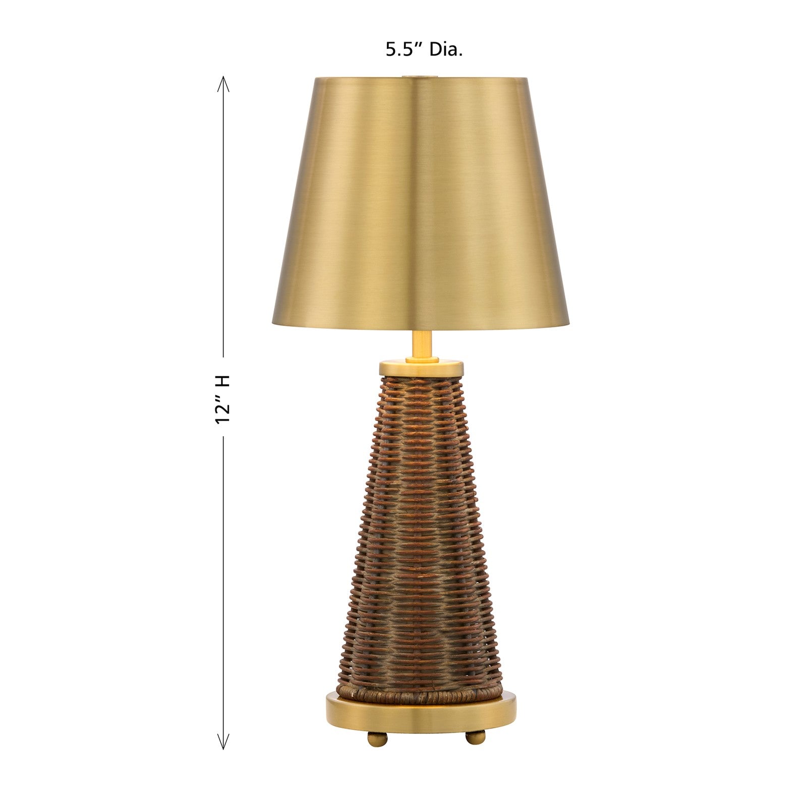Savoy House Hazel 1-Light Rechargeable Table Lamp | Coastal Brass Metal and Wicker Rattan | Bedroom & Patio Accent | 240 Lumens, 3000K | Model 11-CD25RC