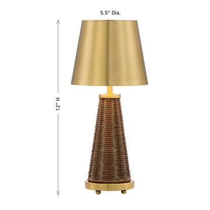 Savoy House Hazel 1-Light Rechargeable Table Lamp | Coastal Brass Metal and Wicker Rattan | Bedroom & Patio Accent | 240 Lumens, 3000K | Model 11-CD25RC