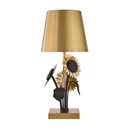 Savoy House Posey 1-Light Rechargeable Table Lamp | Nature-Inspired Brass and Black Metal | Bedroom & Patio Accent | 240 Lumens, 3000K | Model 11-CD26RC