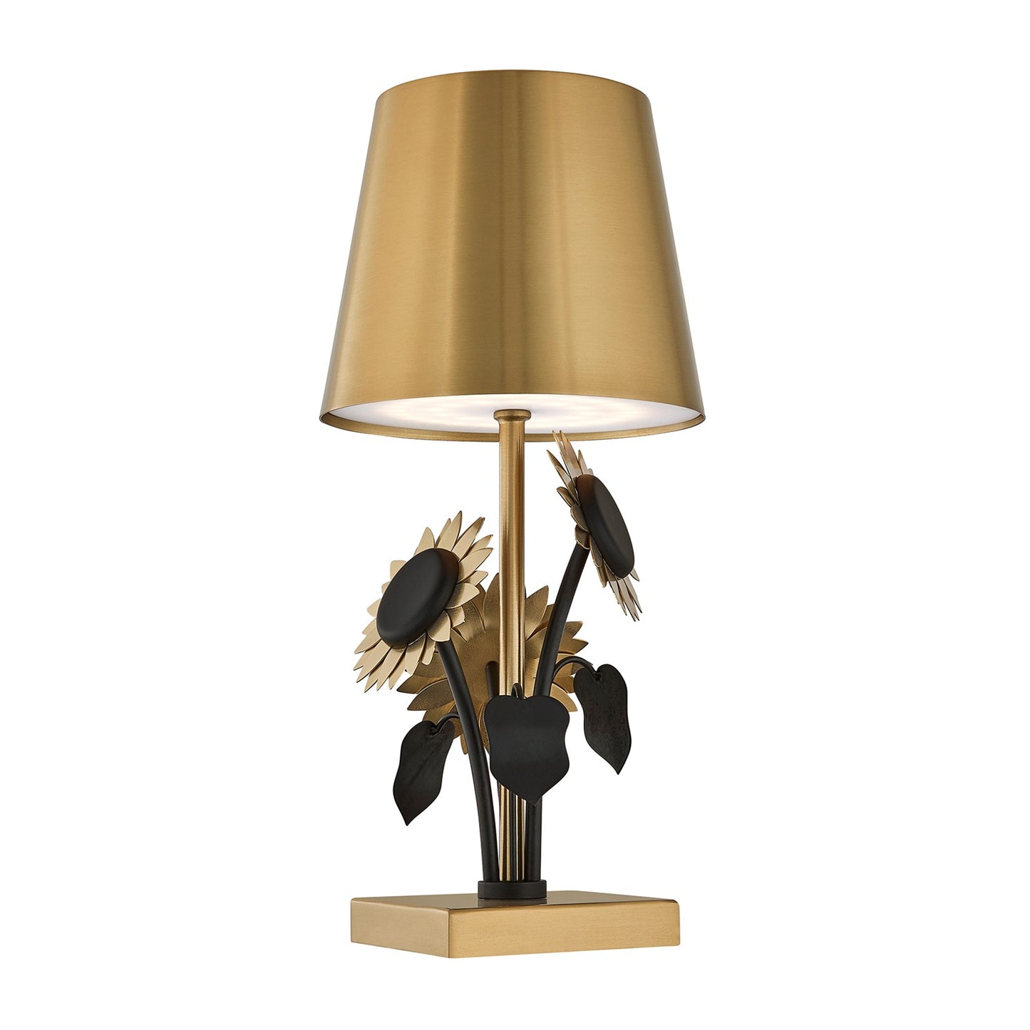 Savoy House Posey 1-Light Rechargeable Table Lamp | Nature-Inspired Brass and Black Metal | Bedroom & Patio Accent | 240 Lumens, 3000K | Model 11-CD26RC