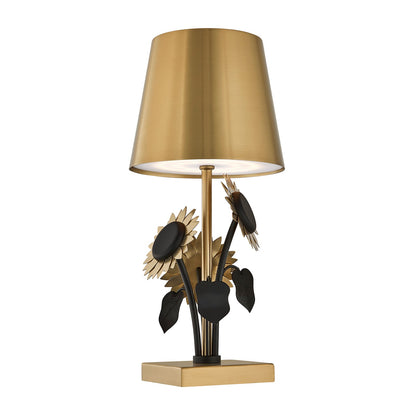 Savoy House Posey 1-Light Rechargeable Table Lamp | Nature-Inspired Brass and Black Metal | Bedroom & Patio Accent | 240 Lumens, 3000K | Model 11-CD26RC