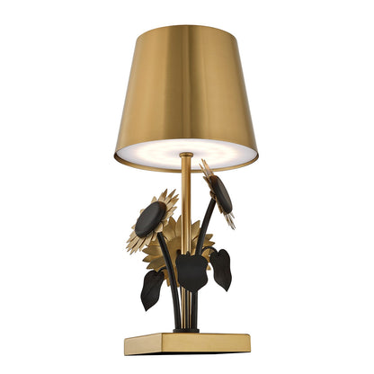 Savoy House Posey 1-Light Rechargeable Table Lamp | Nature-Inspired Brass and Black Metal | Bedroom & Patio Accent | 240 Lumens, 3000K | Model 11-CD26RC