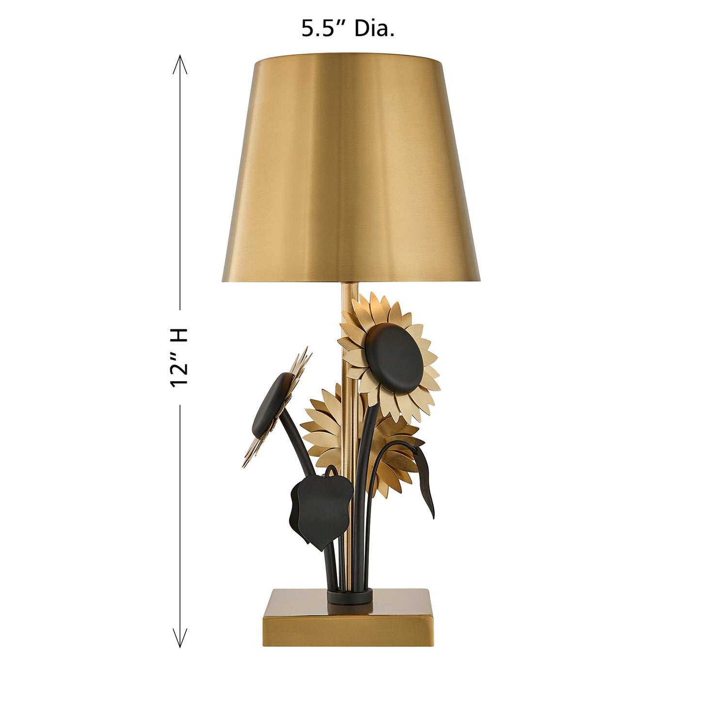 Savoy House Posey 1-Light Rechargeable Table Lamp | Nature-Inspired Brass and Black Metal | Bedroom & Patio Accent | 240 Lumens, 3000K | Model 11-CD26RC