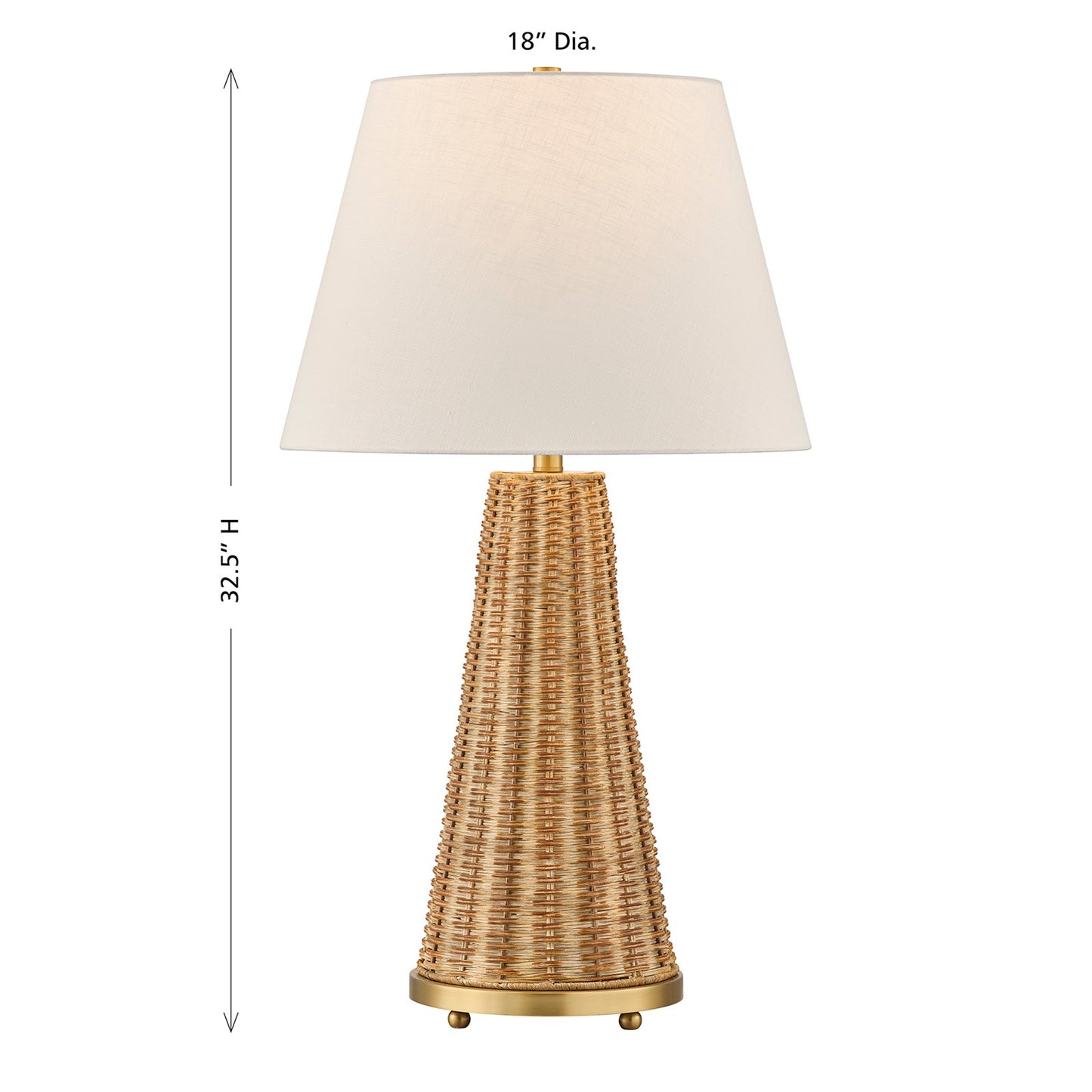 Savoy House Eleanor 1-Light Table Lamp | Coastal Brass and Wicker Body with White Linen Shade | Living Room & Bedroom Accent | 32.5in | Model 11-CD27