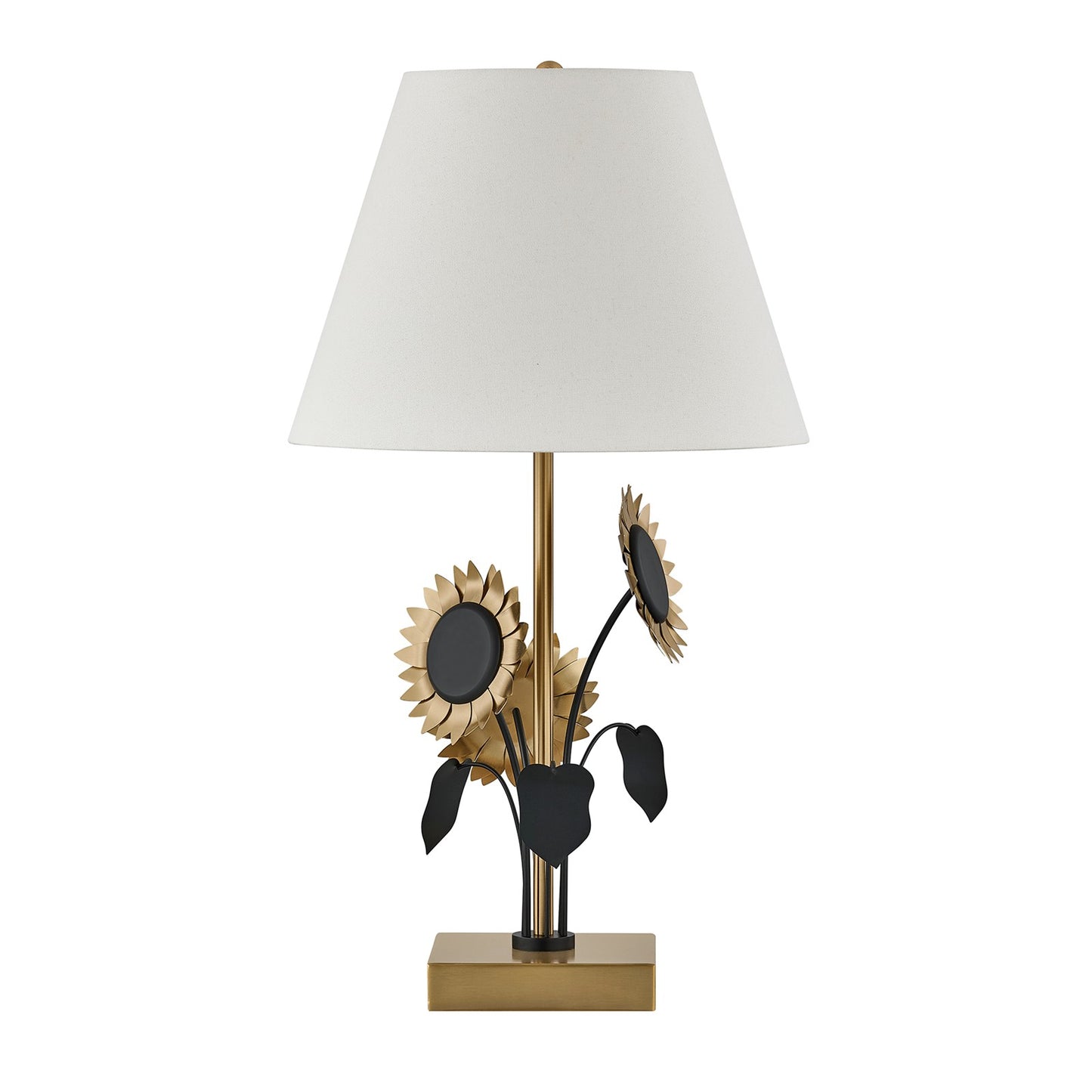 Savoy House Amelia 1-Light Table Lamp | Nature Inspired Brass and Black Metal with White Linen Shade | Bedroom & Living Room Accent | 16 in | Model 11-CD28