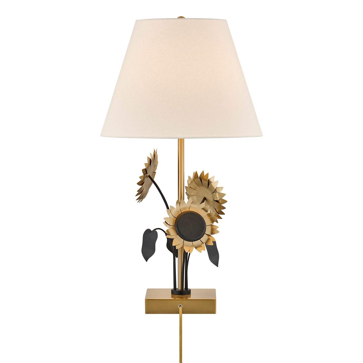 Savoy House Amelia 1-Light Table Lamp | Nature Inspired Brass and Black Metal with White Linen Shade | Bedroom & Living Room Accent | 16 in | Model 11-CD28